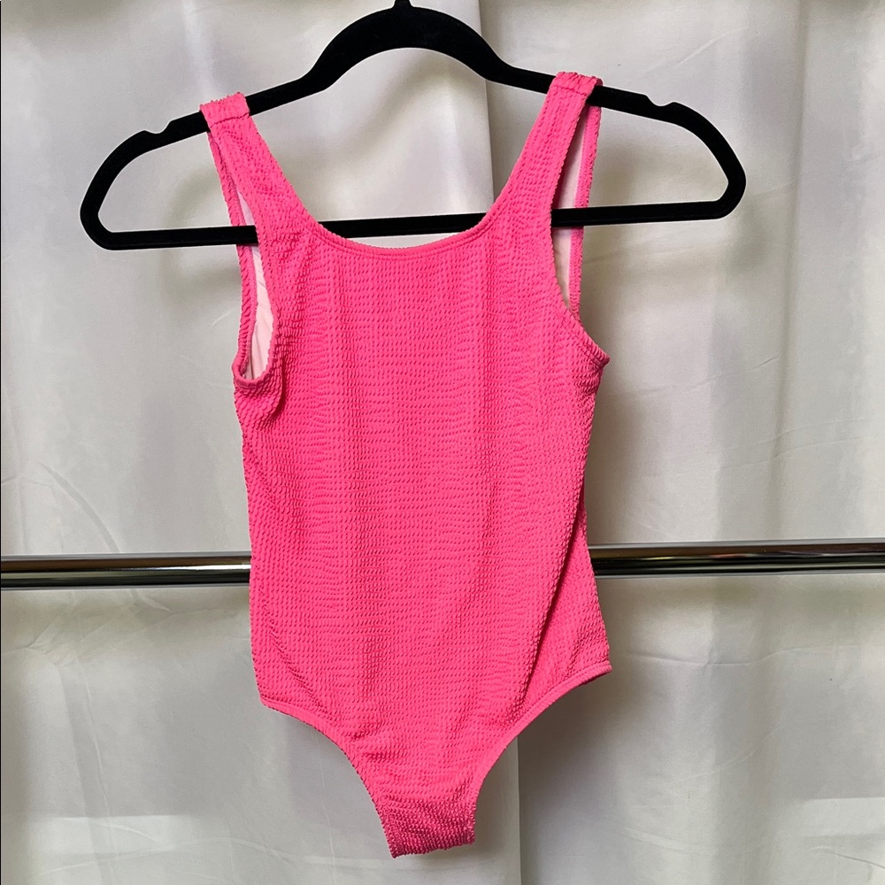 Limeapple girls Ester Vibrant Pink crinkle textured One Piece Swimsuit size 8